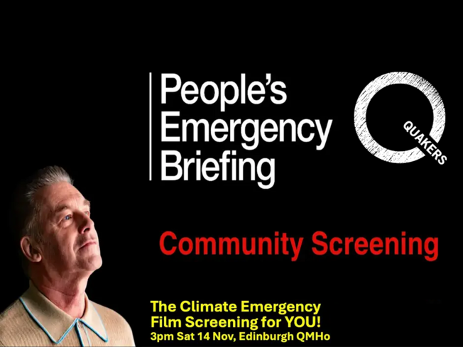 Image of Chris Packham with text "People's Emergency Briefing - Community Screening"